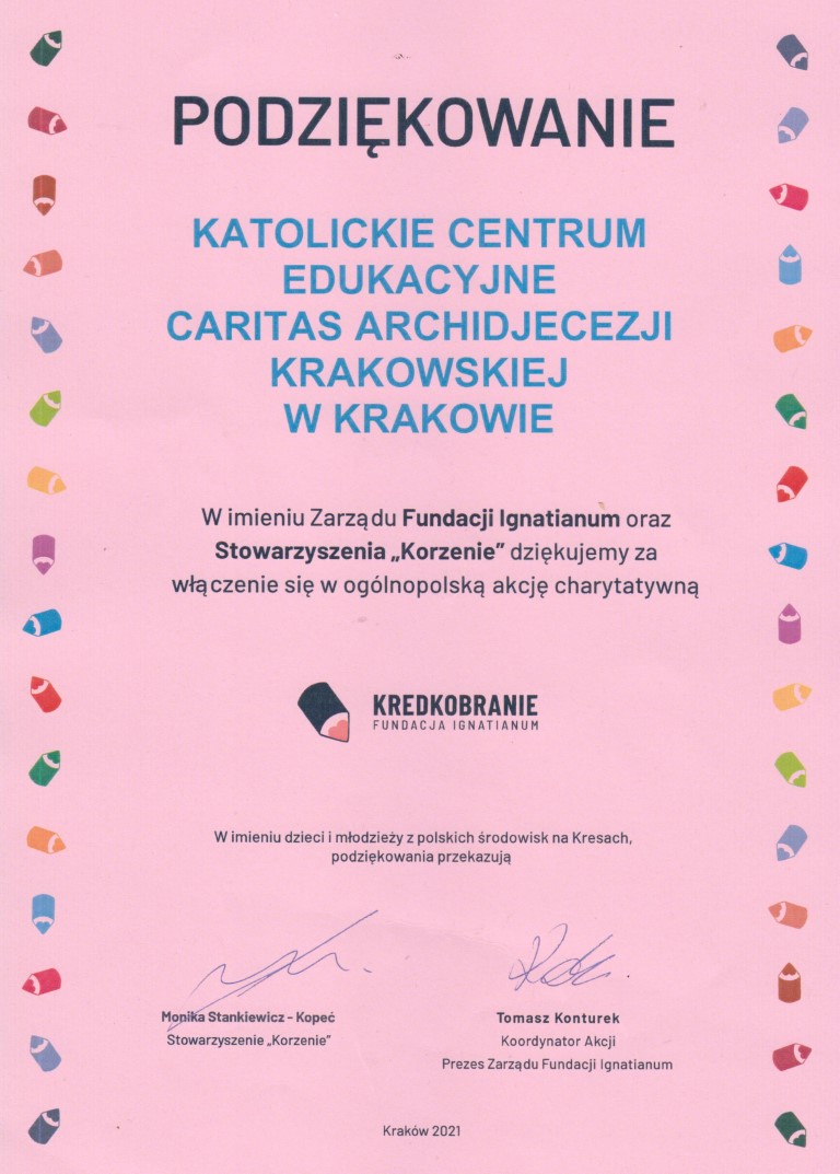 Kredkobranie Podziekowanie srednie