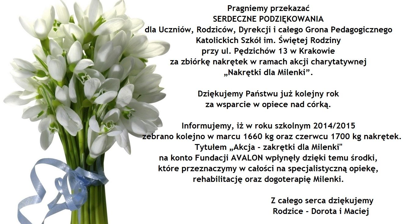 podziekowanie od milenki 2015